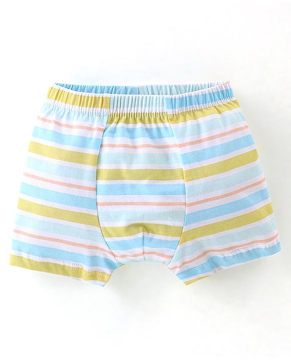Babyhug 100% Cotton Briefs Striped & Tiger Print Pack of 3 - Blue & Yellow