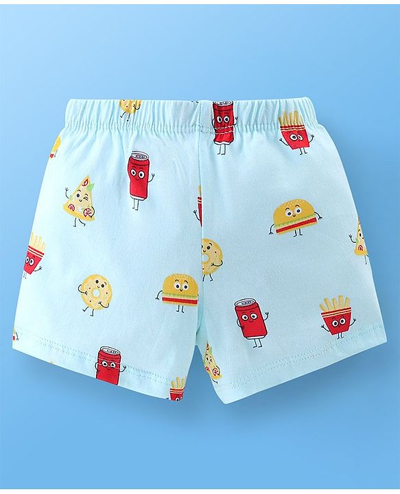 Babyhug 100% Cotton Briefs Striped & Fries Print Pack of 3 - Blue & Yellow