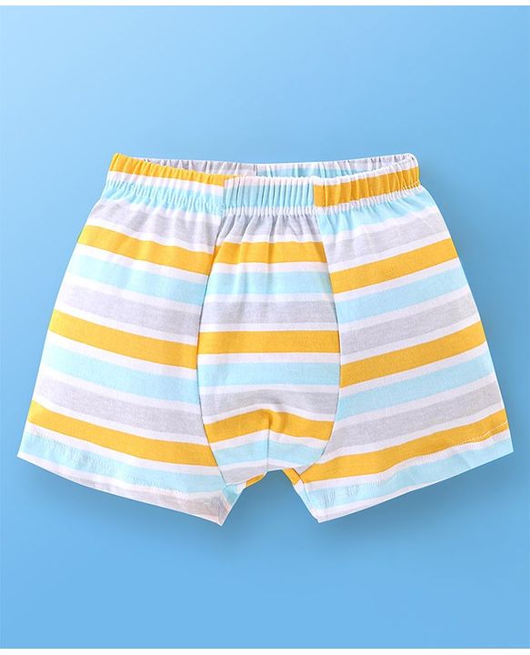 Babyhug 100% Cotton Briefs Striped & Fries Print Pack of 3 - Blue & Yellow