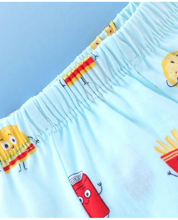Babyhug 100% Cotton Briefs Striped & Fries Print Pack of 3 - Blue & Yellow
