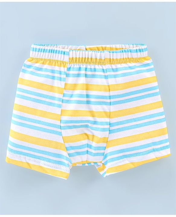 Babyhug 100% Cotton Knit Briefs Stripes & Elephant Print Pack of 3 - Orange & Blue