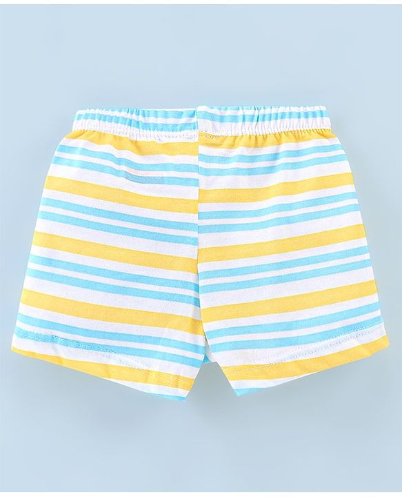 Babyhug 100% Cotton Knit Briefs Stripes & Elephant Print Pack of 3 - Orange & Blue