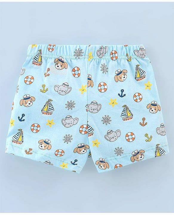 Babyhug 100% Cotton Knit Briefs Stripes & Elephant Print Pack of 3 - Orange & Blue