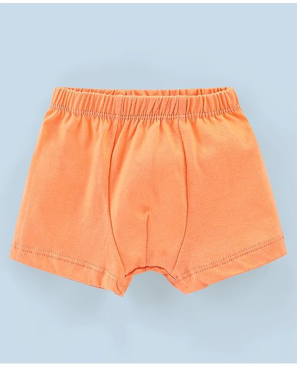 Babyhug 100% Cotton Knit Briefs Stripes & Elephant Print Pack of 3 - Orange & Blue