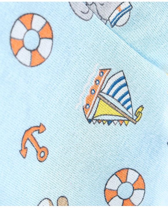 Babyhug 100% Cotton Knit Briefs Stripes & Elephant Print Pack of 3 - Orange & Blue