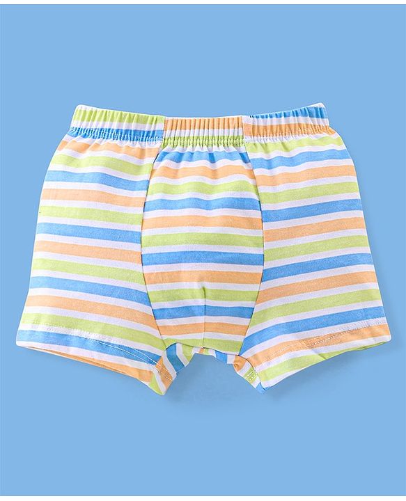 Babyhug 100% Cotton Knit Briefs Stripes & Dino Print Pack of 3 - Green & White