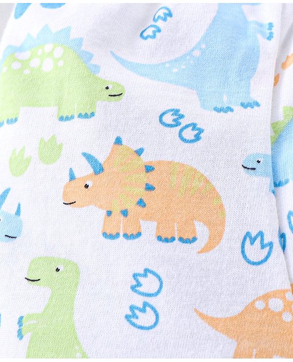 Babyhug 100% Cotton Knit Briefs Stripes & Dino Print Pack of 3 - Green & White