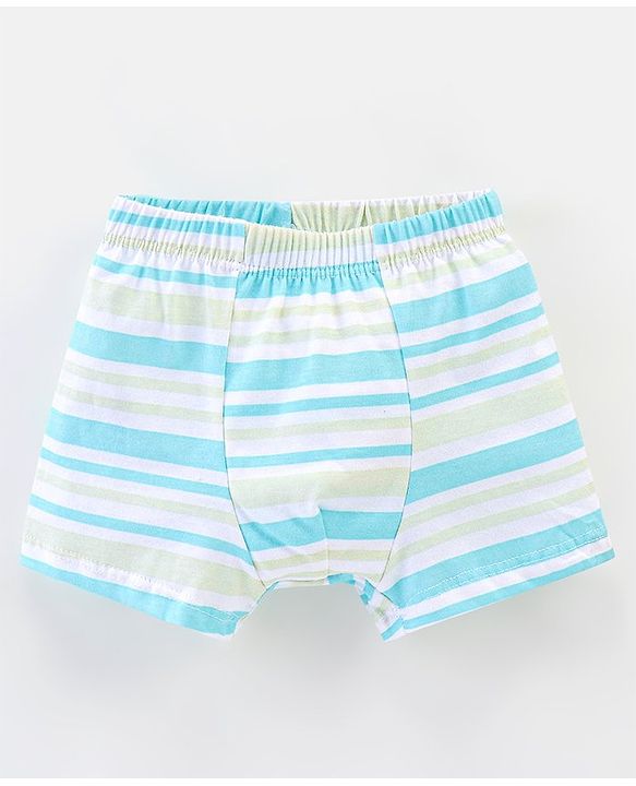 Babyhug 100% Cotton Knit Briefs Stripes & Jungle Print Pack of 3 - Green & Blue