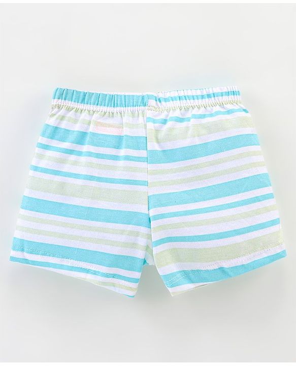 Babyhug 100% Cotton Knit Briefs Stripes & Jungle Print Pack of 3 - Green & Blue