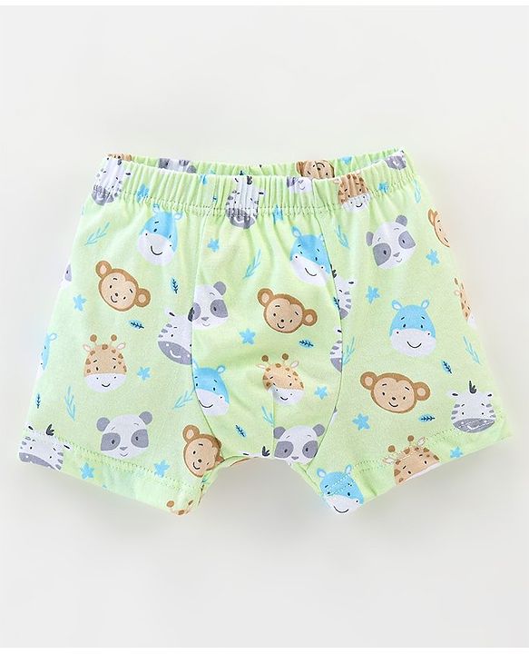 Babyhug 100% Cotton Knit Briefs Stripes & Jungle Print Pack of 3 - Green & Blue