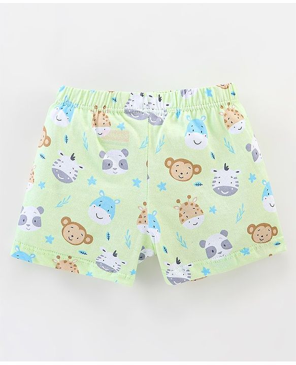 Babyhug 100% Cotton Knit Briefs Stripes & Jungle Print Pack of 3 - Green & Blue