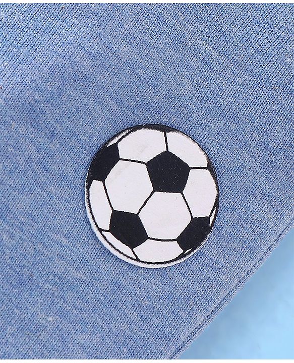 Babyhug Single Jersey Full Sleeves T-Shirt and Lounge Pant Soccer Print - White & Blue