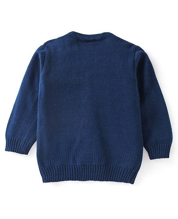Babyhug Full Sleeves Sweater and Pant Set Heart Design - Navy Blue