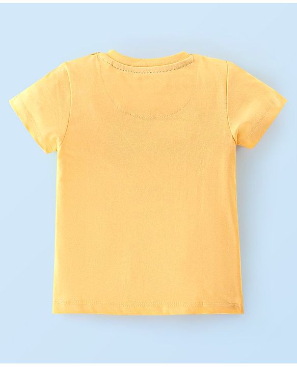 Babyhug Cotton Half Sleeves T-Shirt With Striped & Leopard Print Pack Of 3 - Blue Yellow & White