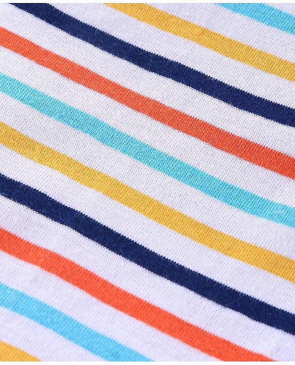 Babyhug Cotton Half Sleeves T-Shirt With Striped & Leopard Print Pack Of 3 - Blue Yellow & White