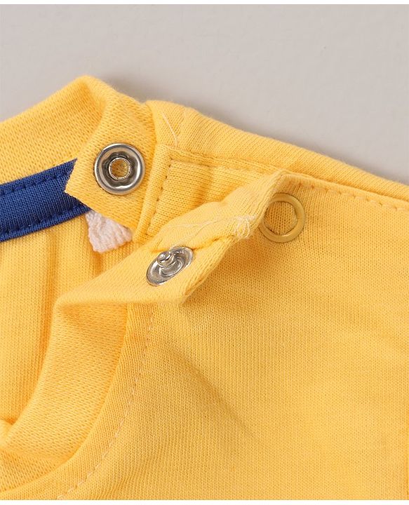 Babyhug Cotton Half Sleeves T-Shirt With Striped & Leopard Print Pack Of 3 - Blue Yellow & White