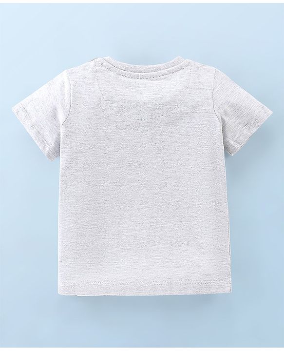 Babyhug Cotton Knit Half Sleeves Soccer & Text Printed T-Shirt - Grey & Blue