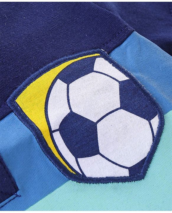 Babyhug Cotton Knit Half Sleeves Soccer & Text Printed T-Shirt - Grey & Blue