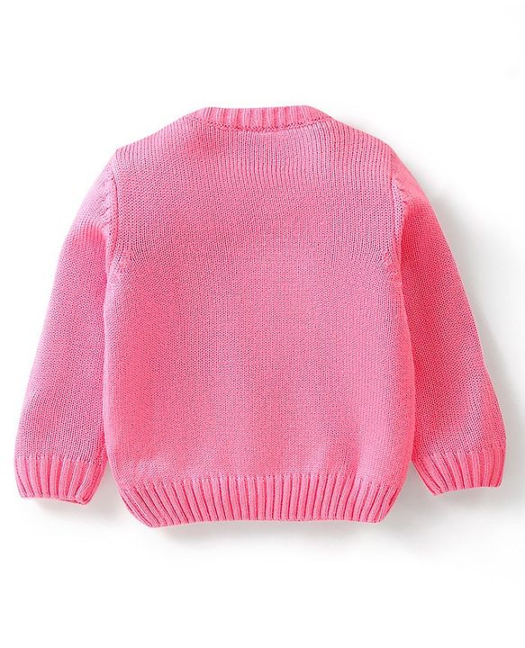 Babyhug Full Sleeves Pullover Sweater with Bunny Design - Pink