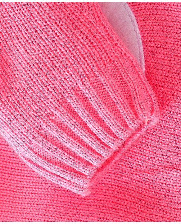 Babyhug Full Sleeves Pullover Sweater with Bunny Design - Pink