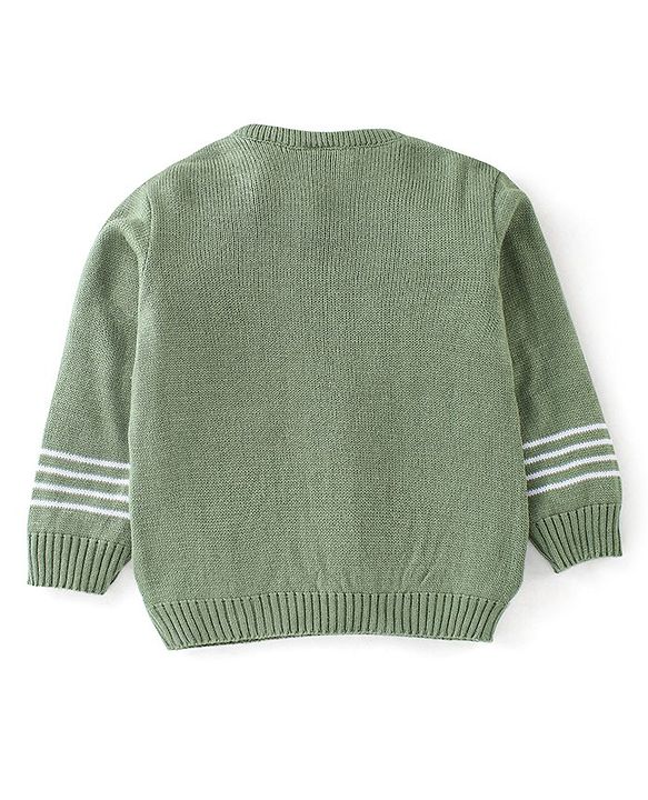 Babyhug Knitted Full Sleeves Baby Sweater Set Cable Knit Design - Green