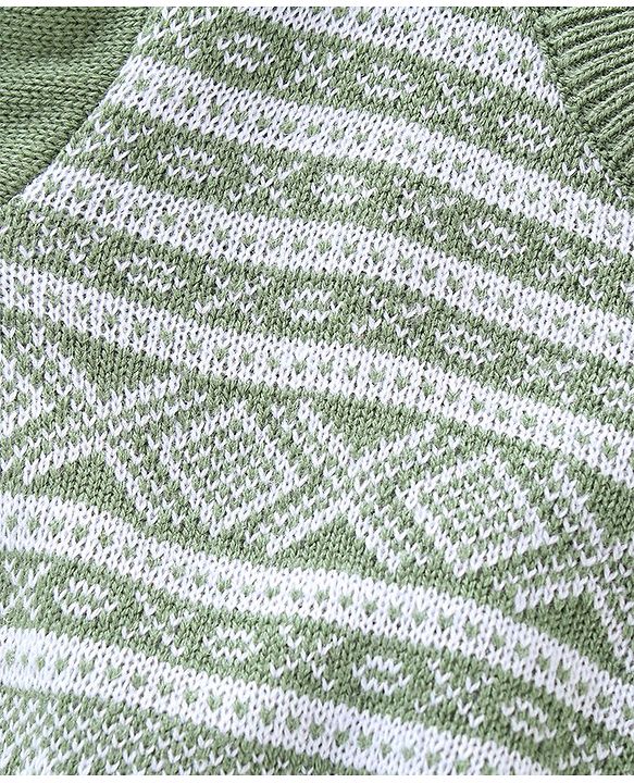 Babyhug Knitted Full Sleeves Baby Sweater Set Cable Knit Design - Green