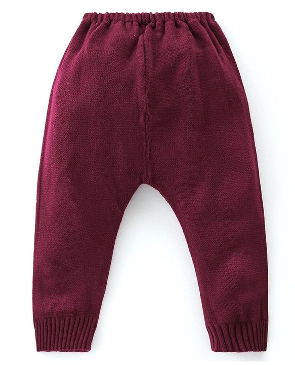 Babyhug Knit Full Sleeves Sweater Heart Design Set - Purple