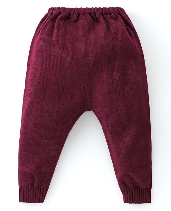 Babyhug Knit Full Sleeves Sweater Heart Design Set - Purple