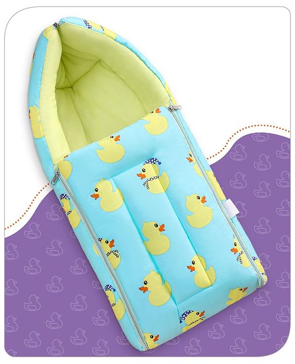 Babyhug Cotton Sleeping Bag Duck Print- Blue