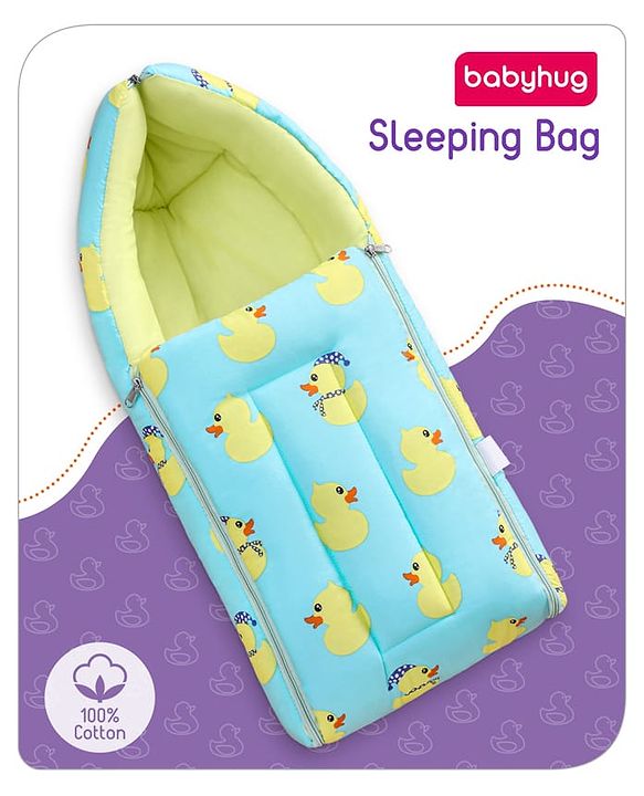 Babyhug Cotton Sleeping Bag Duck Print- Blue