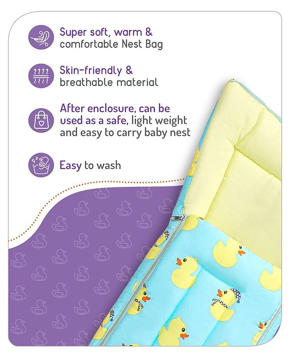 Babyhug Cotton Sleeping Bag Duck Print- Blue