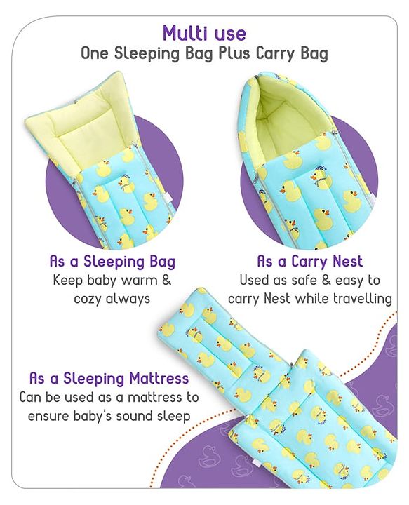 Babyhug Cotton Sleeping Bag Duck Print- Blue