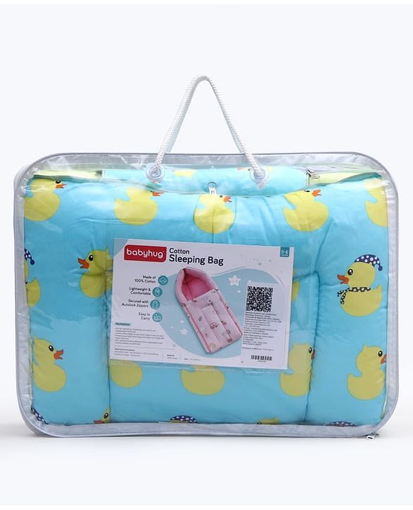 Babyhug Cotton Sleeping Bag Duck Print- Blue