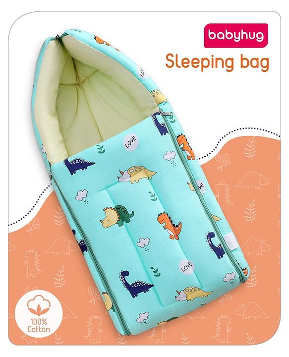 Babyhug Cotton Sleeping Bag Duck Print- Blue
