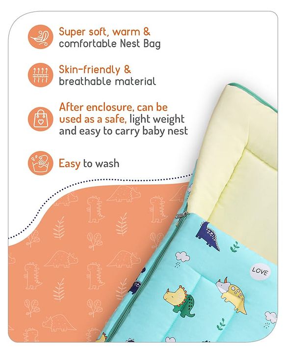Babyhug Cotton Sleeping Bag Duck Print- Blue