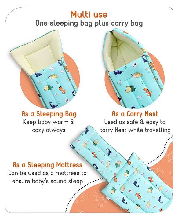 Babyhug Cotton Sleeping Bag Duck Print- Blue
