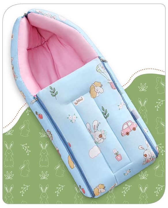 Babyhug Cotton Sleeping Bag Duck Print- Blue