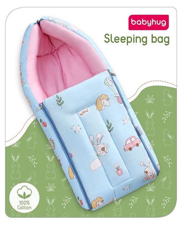 Babyhug Cotton Sleeping Bag Duck Print- Blue