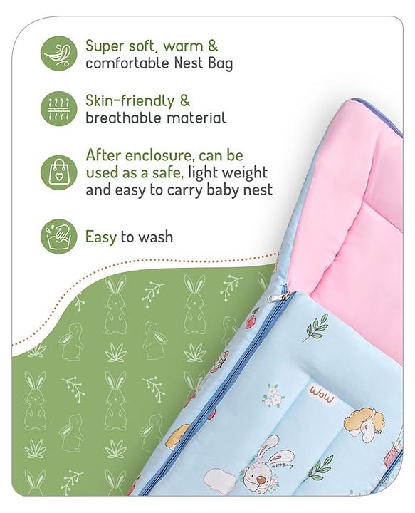 Babyhug Cotton Sleeping Bag Duck Print- Blue