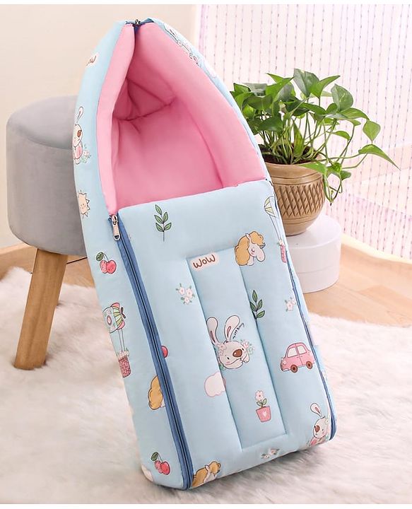 Babyhug Cotton Sleeping Bag Duck Print- Blue