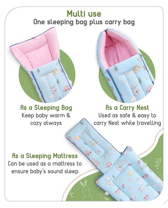 Babyhug Cotton Sleeping Bag Duck Print- Blue