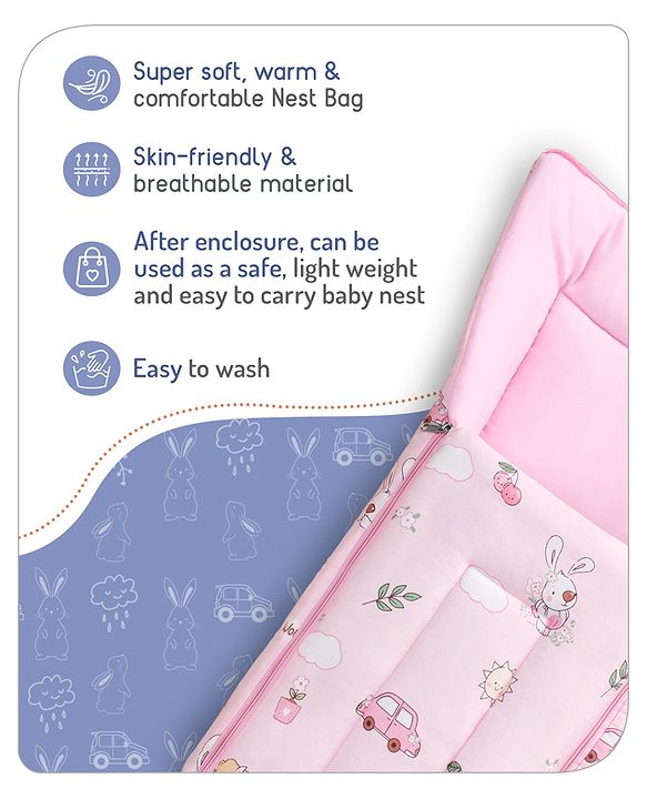 Babyhug Cotton Sleeping Bag Duck Print- Blue