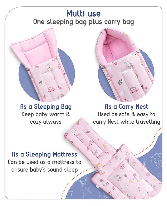 Babyhug Cotton Sleeping Bag Duck Print- Blue