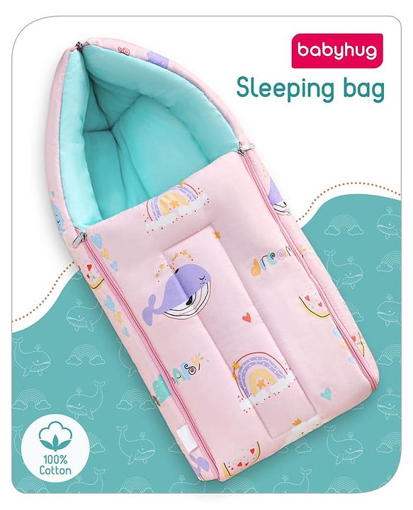 Babyhug Cotton Sleeping Bag Duck Print- Blue