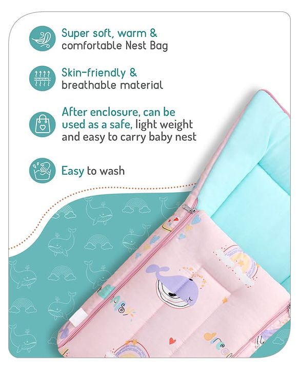 Babyhug Cotton Sleeping Bag Duck Print- Blue