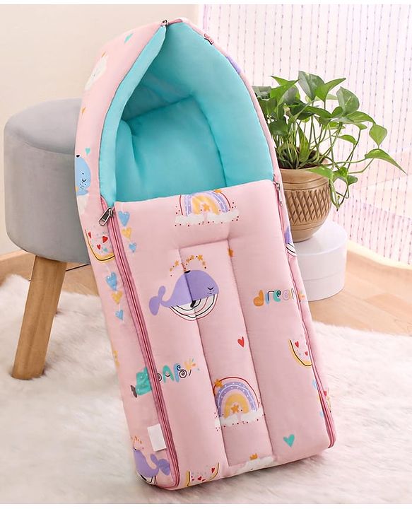 Babyhug Cotton Sleeping Bag Duck Print- Blue