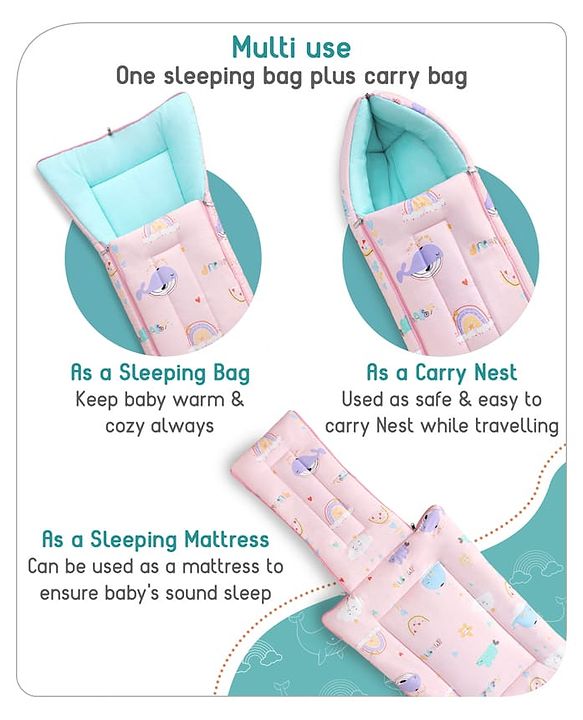 Babyhug Cotton Sleeping Bag Duck Print- Blue