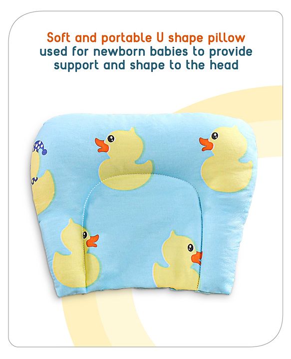 Babyhug Cotton Bedding Set with Mosquito Net Duck Print- Blue