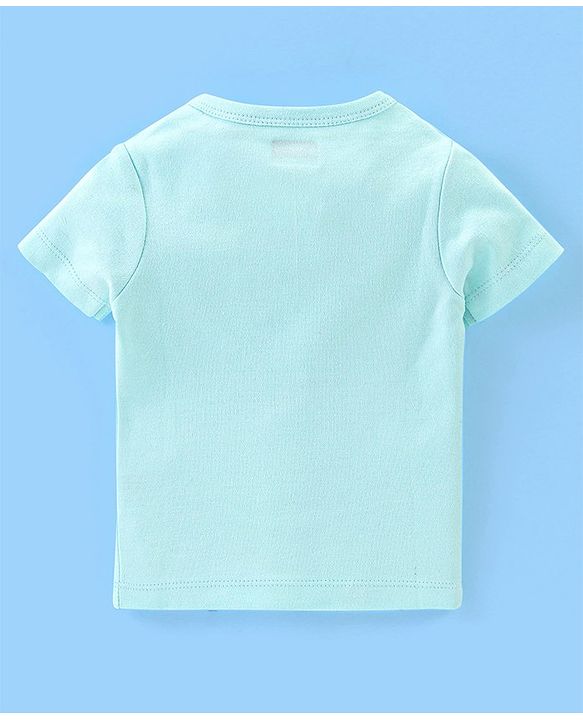 Babyhug 100% Cotton Interlock Knit Half Sleeves Front Open Vests Striped & Animal Print Pack Of 3 - Green White & Blue