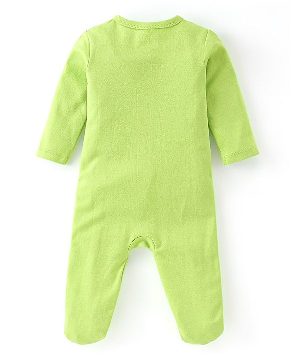 Babyhug Cotton Knit Full Sleeves Footed Sleepsuit with Panda Print Pack of 3 - Blue & Green